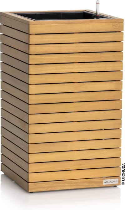 LECHUZA PALO natural wood 45 high - Plantenbak - met uitneembare binnenbak - met bewateringssysteem - ALL-IN-ONE set met LECHUZA-PON - FSC® 100% eucalyptus hout