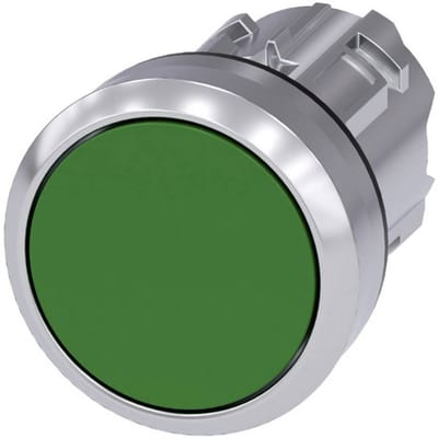 Siemens 3SU10500AB400AA0 3SU1050-0AB40-0AA0 Druktoets Metalen frontring, Hoogglans, Bedieningsknop vlak Knop Groen 1 stuk(s) Piece