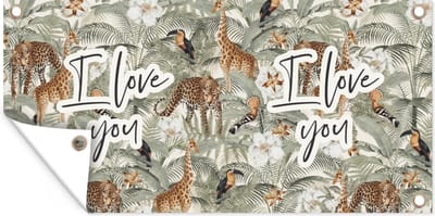 Schuttingposter I love you - Quotes - Spreuken - Liefde - 200x100 cm - Tuindoek