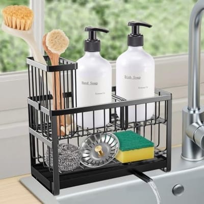 PromoHome Keuken Spoelbak Organizer - Dubbele Laag Opbergsysteem met Draaibare Afvoer