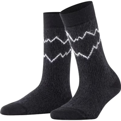 FALKE Peak gedessineerd wol sokken dames zwart - maat 37-38