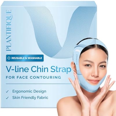 Chin Strap voor Gezicht Contouren - Herbruikbaar V Lijn IJszijde Masker - Dubbele Kin Versteviging, Verstelbare Ademend Stof - Kaaklijn Vormgever voor Vrouwen en Mannen