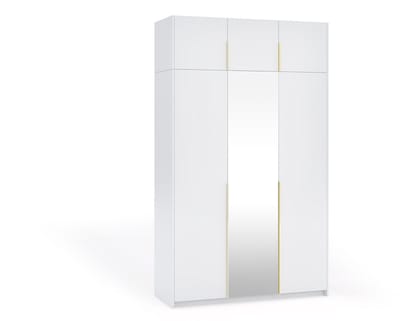 Kledingkast Apollonia I met Spiegel 150 x 250 cm (wit, gouden handgrepen)