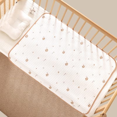 Waterdichte Onderlegger Baby – Wasbare Plasmat 70x90 cm, TPU Waterdicht, Katoenen Bovenlaag, Ademend & Anti-Doorsijpel, Geschikt voor Baby, Kind & Menstruatie.Kleine Bloem