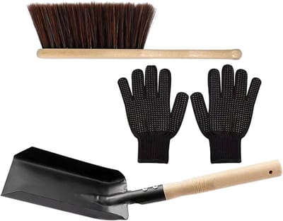Haard Gereedschap Set - Haard Schop Borstel - Open Haard Schoonmaken - Hittebestendige Handschoenen - 37x10CM - Zoals Getoond