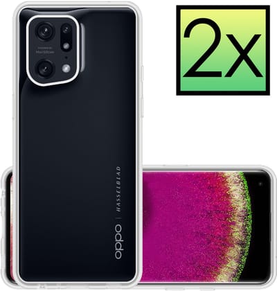 Hoesje - 2 Stuks - Geschikt voor OPPO Find X5 Pro - Sterk & Shockproof - Case Siliconen - Back Cover - Telefoon Hoes - Transparant