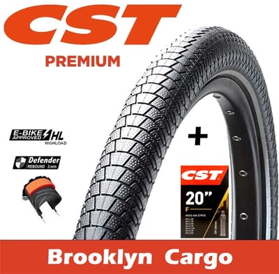 set CST Brooklyn Cargo C1996 buitenband + binnenband DV - 20x2.40 inch - ETRTO 62-406 - Black edition - Zwart