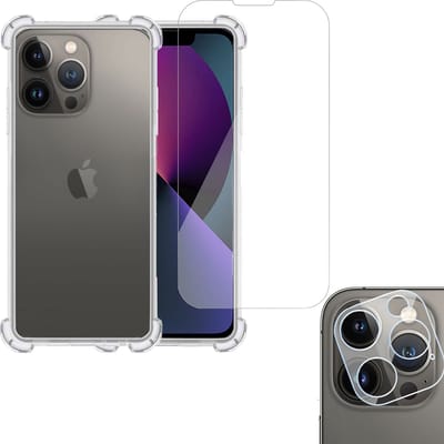 Hoesje geschikt voor iPhone 14 Shockproof + Screenprotector + Camera Beschermglas – Gehard Glas Cover