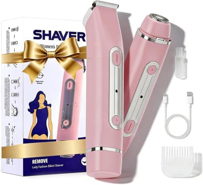2-in-1 Elektrisch Epilator & Intieme Haartrimmer - Bikini Trimmer voor Vrouwen - IPX6 Waterdicht - Oplaadbaar via USB - Reizen - Roze