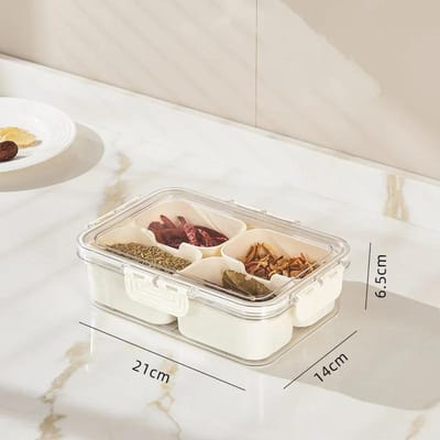 Verdelingsroosters Serveerschaal Opbergdoos Keuken Draagbaar Subformaat Kruidenverdelerdoos Vershoud Snack Fruit Voedseldoos white