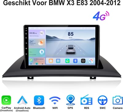 Junsun Android 15 Autoradio Geschikt Voor BMW X3 E83 2004-2012 - 8GB+256GB - Draadloze CarPlay met bluetooth - Stuurwielbediening - GPS-Navigatie - Bluetooth - 9 inch Touchscreen - DSP - FM - 4G- Octa-core processor