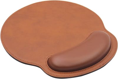 Lederen muismat polssteun, ergonomisch traagschuim - lichtgewicht antislip muismat voor kantoor, gaming, computer, laptop,pijnverlichting, thuis of op het werk (koffiebruin)