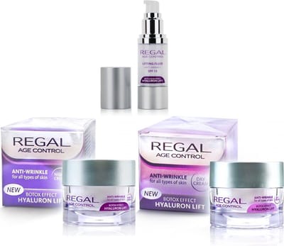 Regal Age Control Voordeelverpakking – Anti Rimpel Dagcrème + Nachtcrème + SPF15 Serum – Botox Effect & Hyaluron Lifting – 120ml