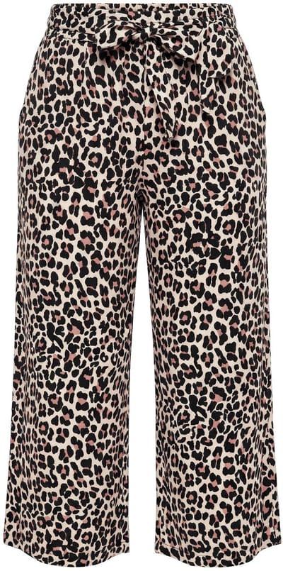 MIAMODA - Dames - Culotte wijde pijpen luipaardpatroon elastische tailleband - Vanille - Maat 52