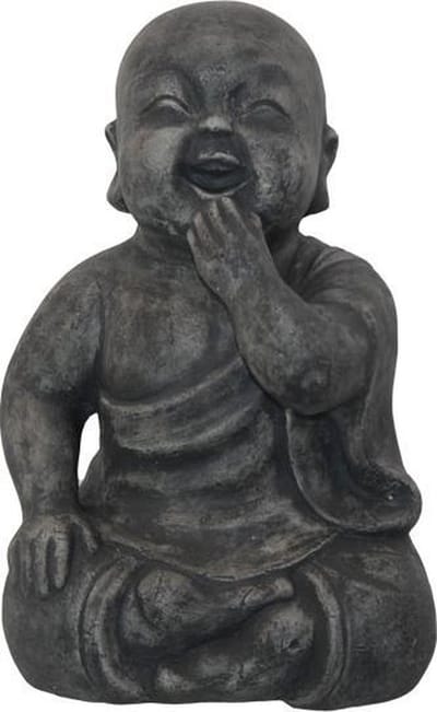 SENSE Lagende Boddha -Happy shaolin- Lagende Monnik - Zittend Buddha - Tuinbeeld - Woonkamer beeld - Vensterbank - Balkon buddha grijs
