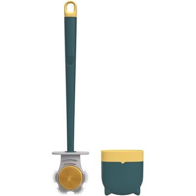 Toiletborstel Tweekleurig Dubbelzijdig Plastic met Afneembaar Handvat Kattenklauw Vormig Toilet Schoonmaken groen