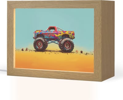 Nachtlampje 20x15 cm - Kinder lampje - Monstertruck - Graffiti - Jongens - Auto - Tafellamp kinderkamer - Slaapkamer lamp - Bedlamp kinderen - Kinderlampje stopcontact - Wandlamp babykamer - Nachtlampjes