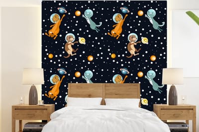Behang - Fotobehang Planeten - Hond - Patroon - Breedte 220 cm x hoogte 240 cm