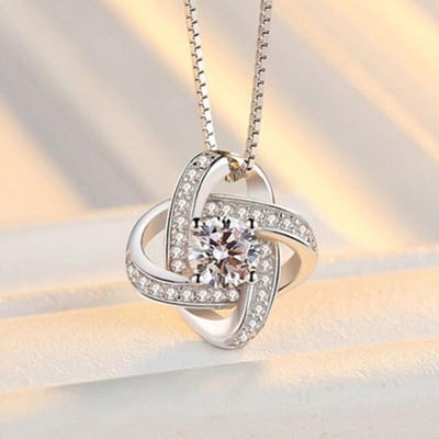 Nieuwe 925 Sterling Zilveren Dames Kettingen Mode Eeuwig Hart Hanger Hoge Kwaliteit 3A Zirconium Sleutelbeen Ketting Sieraden Lengte 45CM beige