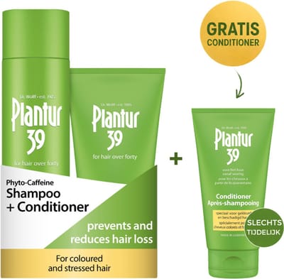 Plantur 39 Cafeïne Shampoo en Conditioner set | Voorkomt en vermindert haaruitval | Voor gekleurd en gestrest haar