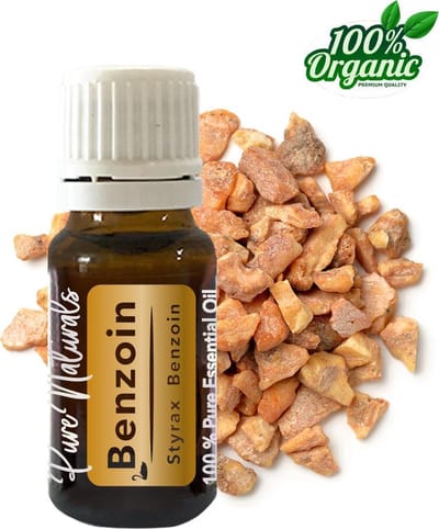 Benzoë etherische Olie 10 ml | Benzoin Oil | 100% PUUR | Bio | Essentiële olie Aromatherapie | Olie diffuser | Geschikt voor inname | Pure Naturals