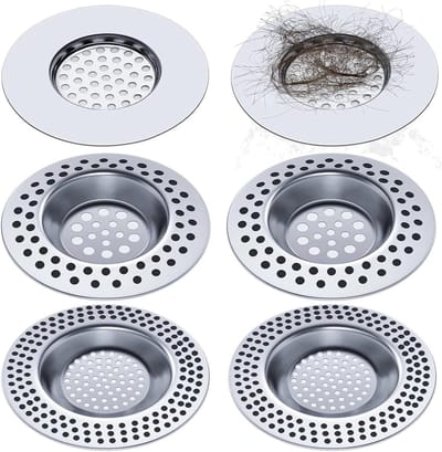 RVS Afvoerzeef voor Douche, Gootsteen en Keuken - Haarvanger en Snelle Afvoer - 6 Stuks