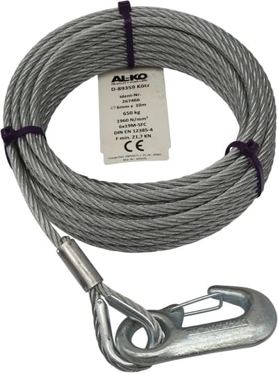 Stalen Kabel met Haak 6mm 10m voor Lier ATV Quad en Garage