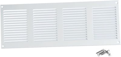 Ventilatierooster Plaatstaal - Afvoerluchtrooster Insectenwering - Binnenklimaat Verbeteren - Inclusief Vliegengaas - 400 x 150 mm - Wit