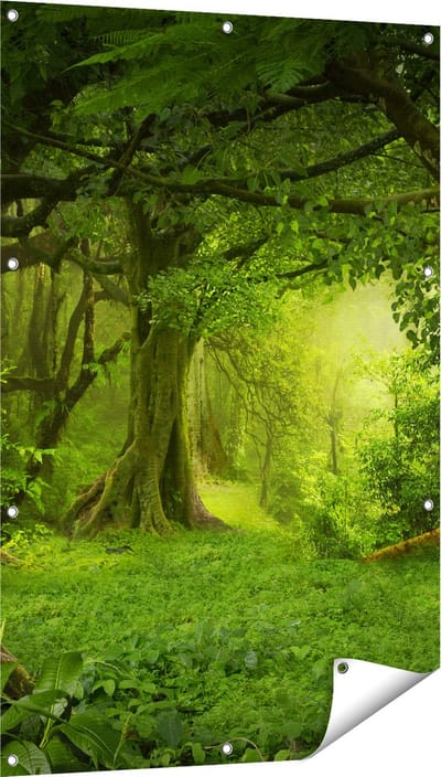 Gards Tuinposter Groene Tropische Jungle Bos - 80x120 cm - Tuindoek - Tuindecoratie - Wanddecoratie buiten - Tuinschilderij