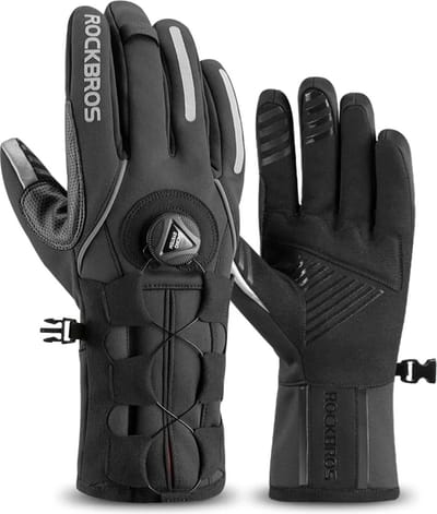 DrPhone ROCKBROS Heat2 – Warme Handschoenen – Waterdicht & Winddicht Handschoenen – Anti-slip - Reflector Met Touchscreen & Draaibare Knop voor je Polsen - Geschikt Voor Motorrijden/Fietsen – Volledige Grip – Maat L