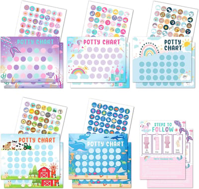 SnelShoppen - Zindelijkheidstraining Beloningsgrafiek voor Peuter met 315 Stickers, 17 Stickerkaarten voor Meisjes, Toilettraining Beloningsstickers v