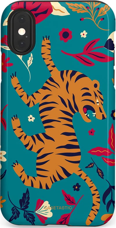 Casetastic Hoesje Geschikt voor Apple iPhone X/Xs - Stijlvolle Beschermende Duo-layer Case - Gouden brul