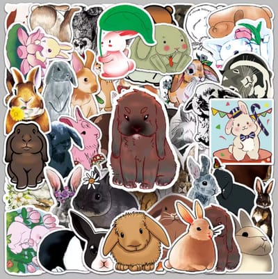 Konijn stickers - 50 stuks - deco stickers- laptop stickers - knutselen - bullet journal stickers