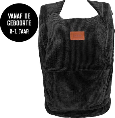 ByKay Tiny Click - draagzak newborn - ergonomisch - tot 10kg - newborn tot 1 jaar - zwart - Rib Smoky Black