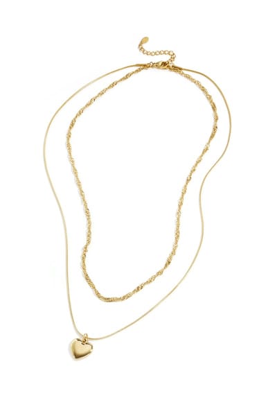 Goudlief Gelaagde ketting met hart charm - Roestvrij staal - Verkleurt niet - Goudlief.nl