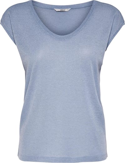ONLY- ONLSILVERY S/S V NECK LUREX TOP JRS NOOS - Dames - T-shirt