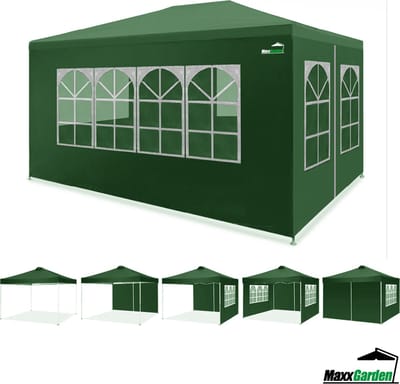 MaxxGarden Partytent - Feesttent 3x4m - Paviljoen - 300 x 400 x 250 cm - 32mm buisdikte - Incl. zijwanden - Groen