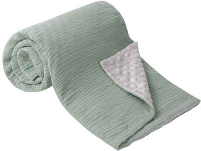 Dailygoody - Babydeken - Zachte kruipdeken - Ademend en veilig - Groen - Mousseline slaapdeken - Geschikt voor pasgeborenen en peuters - 70x100cm
