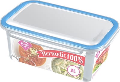 2x Voorraad/vershoudbakjes 2 liter transparant plastic/kunststof - Kiev - Luchtdicht/hermetisch afgesloten vershouddoos bakje - Mealprep - Maaltijden bewaren