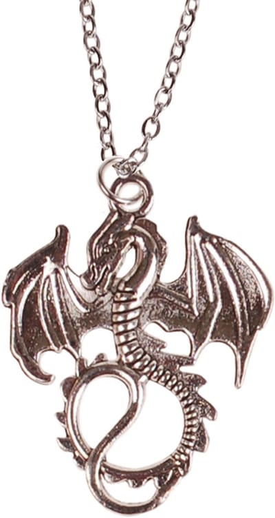 Ketting Zilverkleurig 55cm - Hangertje Draak groot zilverkleurig