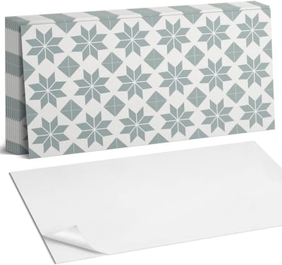 Coloray Plaktegels - Geometrische bloemenpatronen Zelfklevende Wandtegels - 40 cm x 20 cm - Grijs Plaktegels - 10 stuks - Rechthoek PVC Tegels - Plaktegels Badkamer - Vloertegels Zelfklevend - Vinyltegels Vloer Zelfklevend - Portugese Tegels