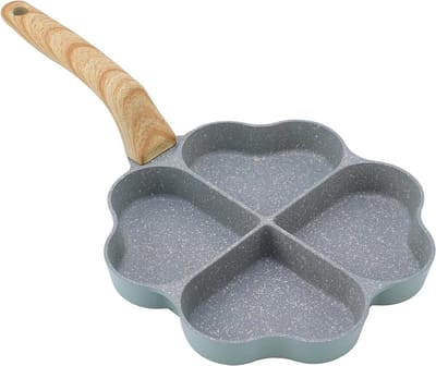 Koekenpan Hartjes Vorm - Eierpan 4 Gaten - Ontbijt Maken - Vier Vormen Tegelijk - L 33cm x B 17.5cm
