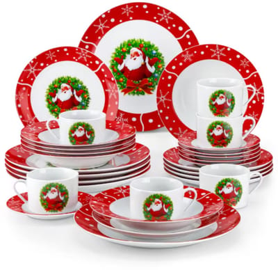 Kerst Serviesset – 6 persoons – Kerst 30 delig – Keramisch – Eetborden – Breakfast Plates
