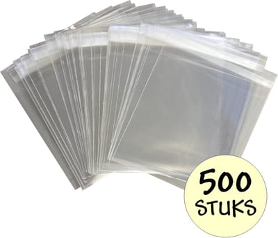 500x Cellofaan Zakjes 12x12 cm - 500 Stuks Uitdeelzakjes - Zakjes Met Plakstrip - Zelfklevende Zakjes - Transparant - 500 Stuks