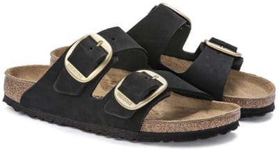 Birkenstock Arizona - Big Buckle - Nubuck Leather - Unisex - Zwart - Slippers - Narrow - Maat 36 (4061417890321)