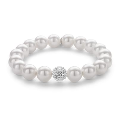 Twice As Nice Armband in zilver, parels en kristallen bol Adjustable