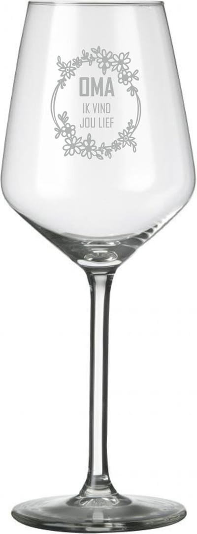 Wijnglas - Oma - Oma ik vind jou lief - verjaardag - moederdag - uniek - Uniek cadeau - glas graveren - gegraveerd