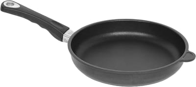Gietijzeren pan - Platte koekenpan - Koken op inductie - Lotus titanium afwerking - Ø 24 cm - Zwart