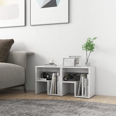 Nachtkastjes Set - Sidetable Meubel - Opbergen Slaapkamer - Met Handige Plank - 40x30x40 cm - Wit