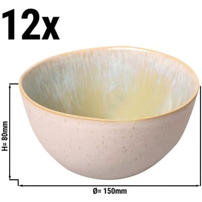 GGM Gastro (12 Stück) LIGHT BLUE SEA - Schale - 80 cl - Ø 150mm - Weiß Crème / Geel